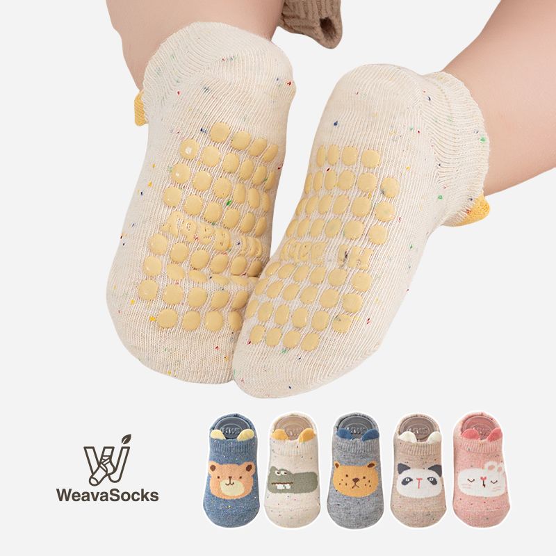 Babies' No-Show Grip Socks-5 Pairs