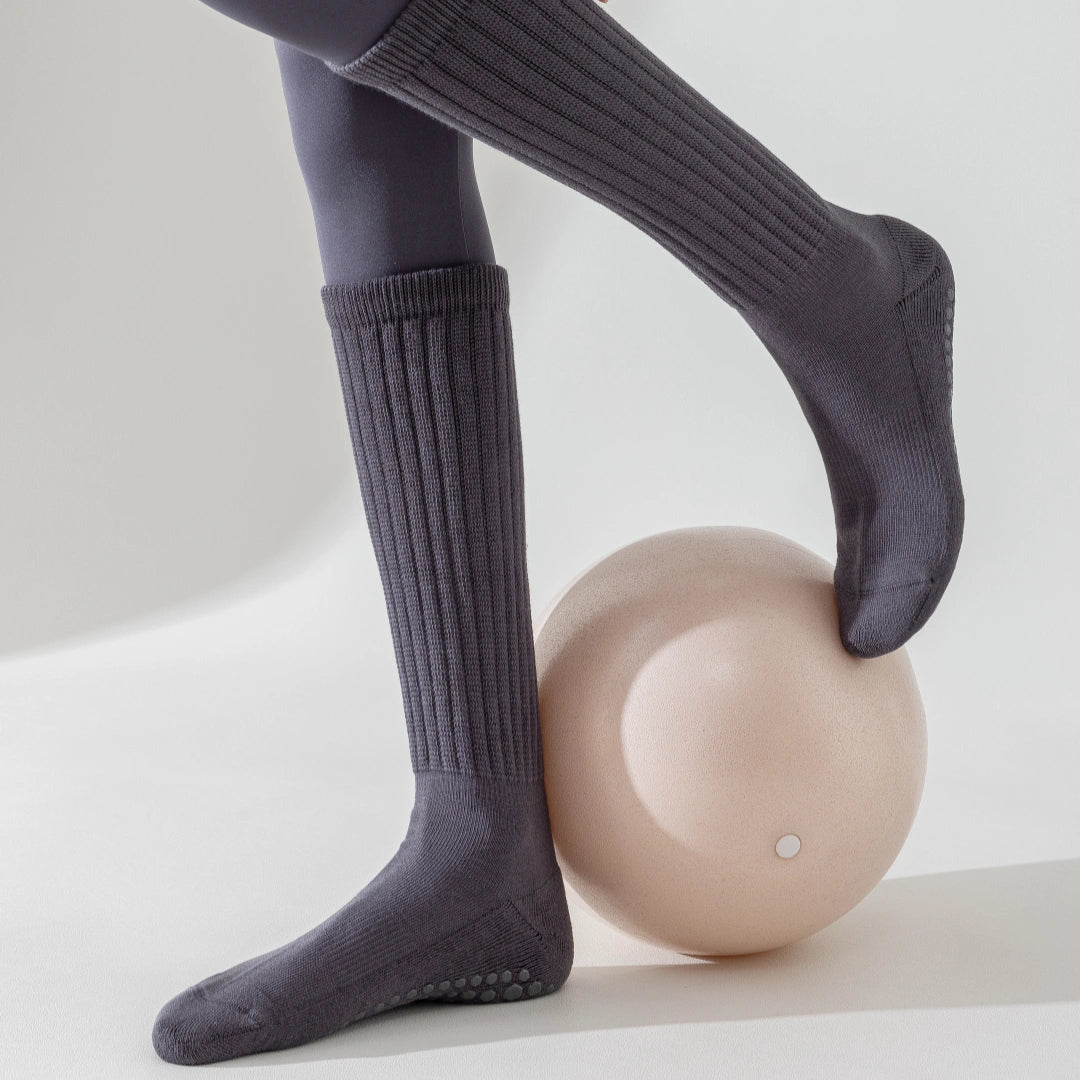 Women's Terry-Lined Pilates 92% Cotton Socks - product photo showing cushioned comfort