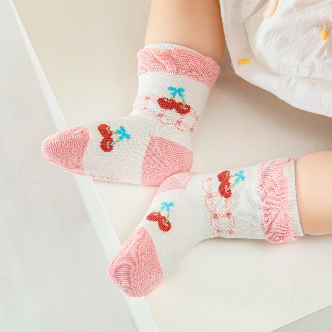 Baby’s Cherry & Bunny Cream Socks 4-Pack