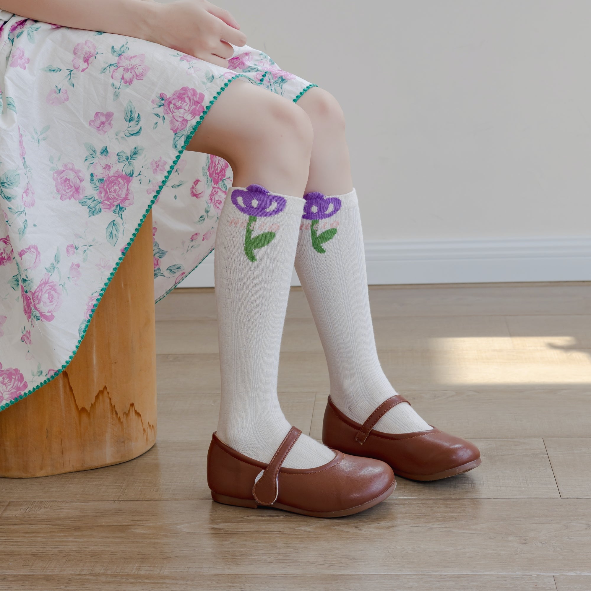 Kid's Floral & Plaid Knee High Socks - 3 Pairs