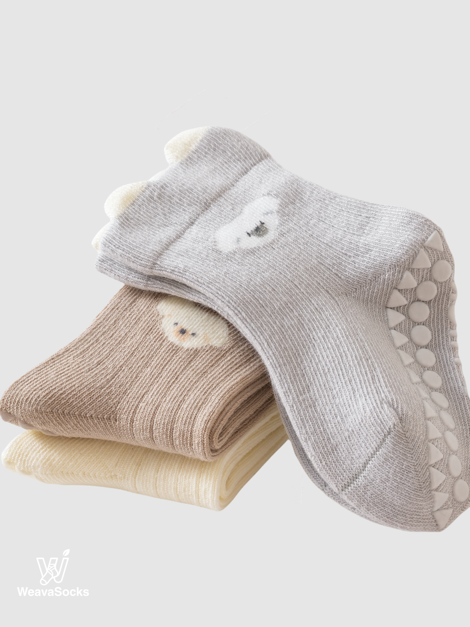 Babies' Non-Slip Ribbed Crew Socks-3 Pack
