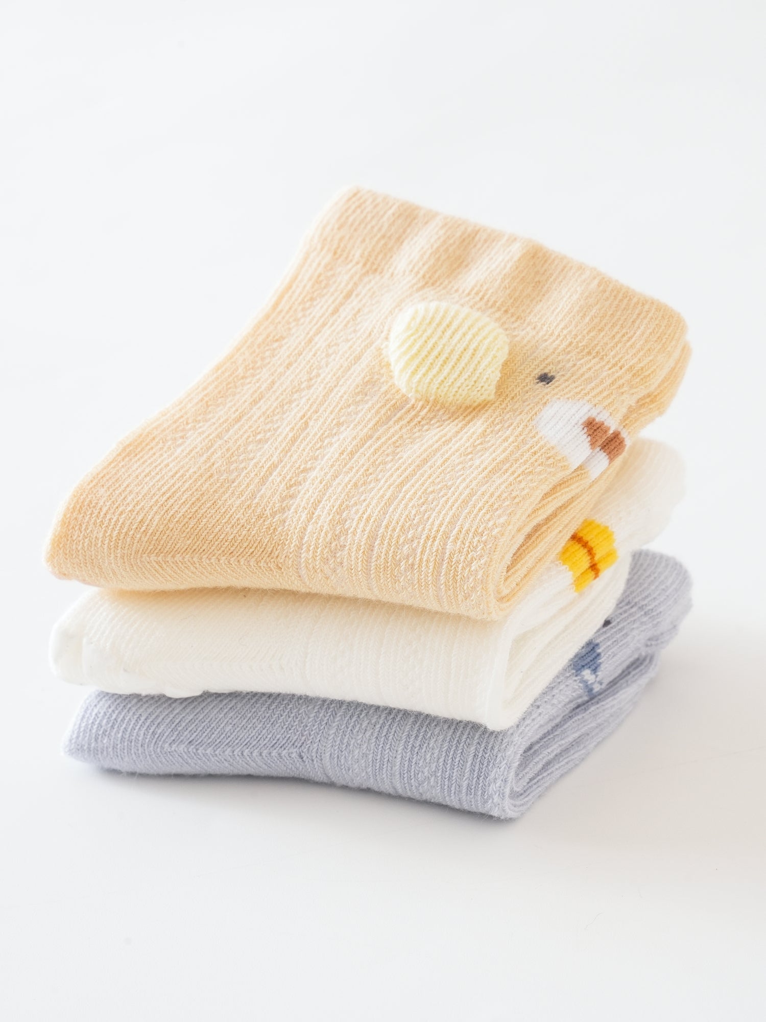 Babies' Non-Slip Mid Crew Socks-3 Pack