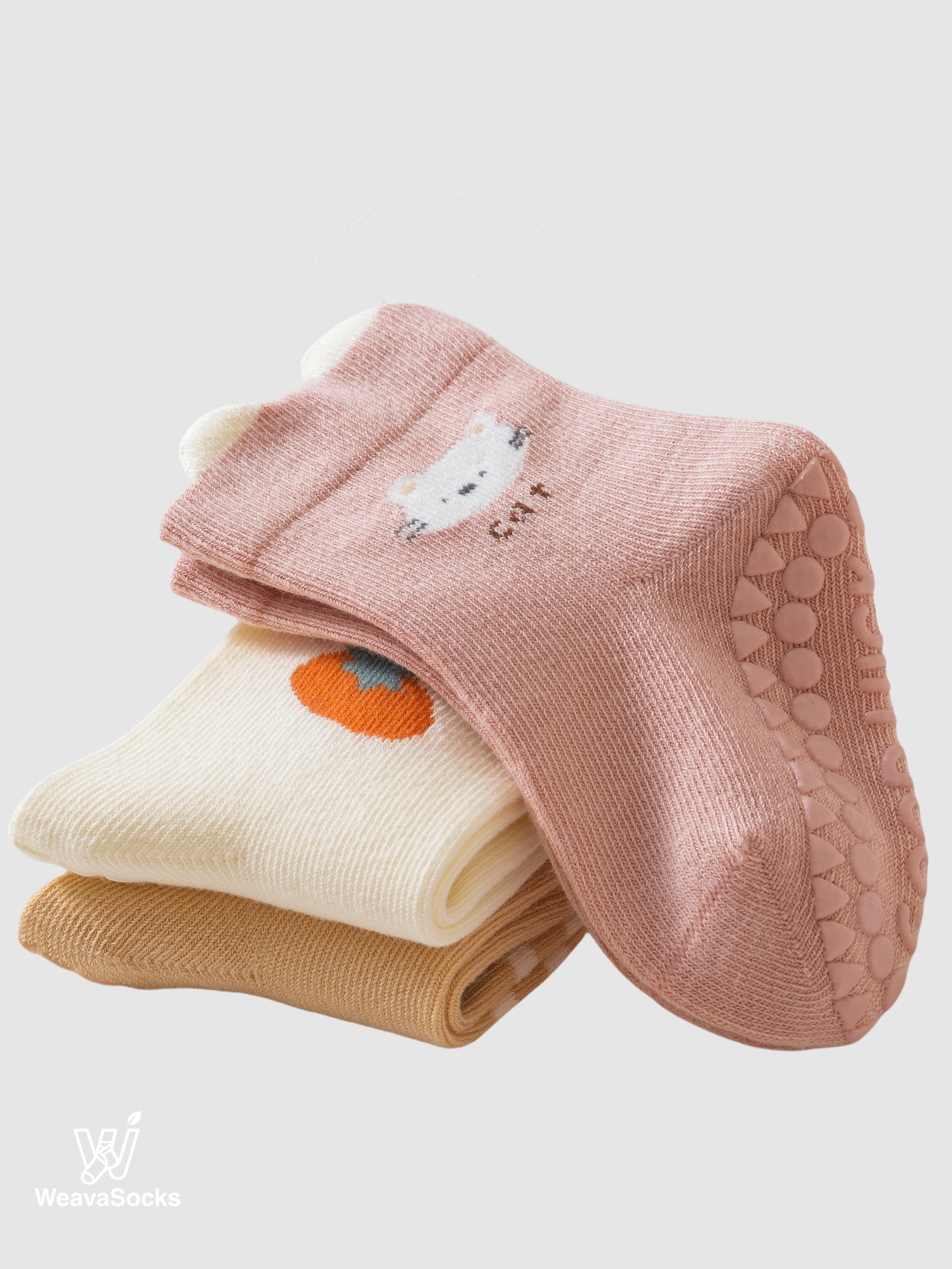 Babies' Non-Slip Ribbed Crew Socks-3 Pack