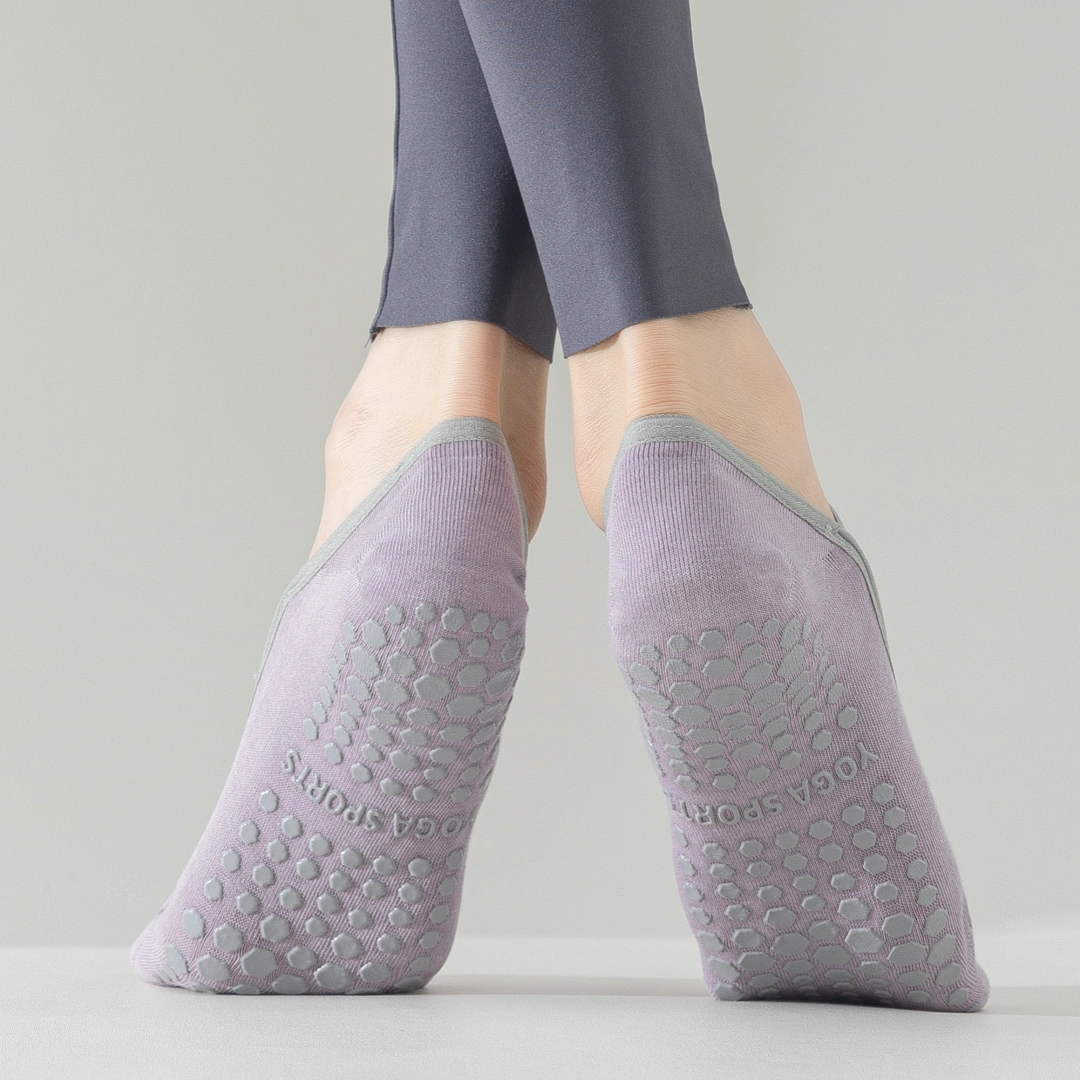 Women's Mercerized 92% Cotton Pilates Socks - product photo showing secure grip comfort