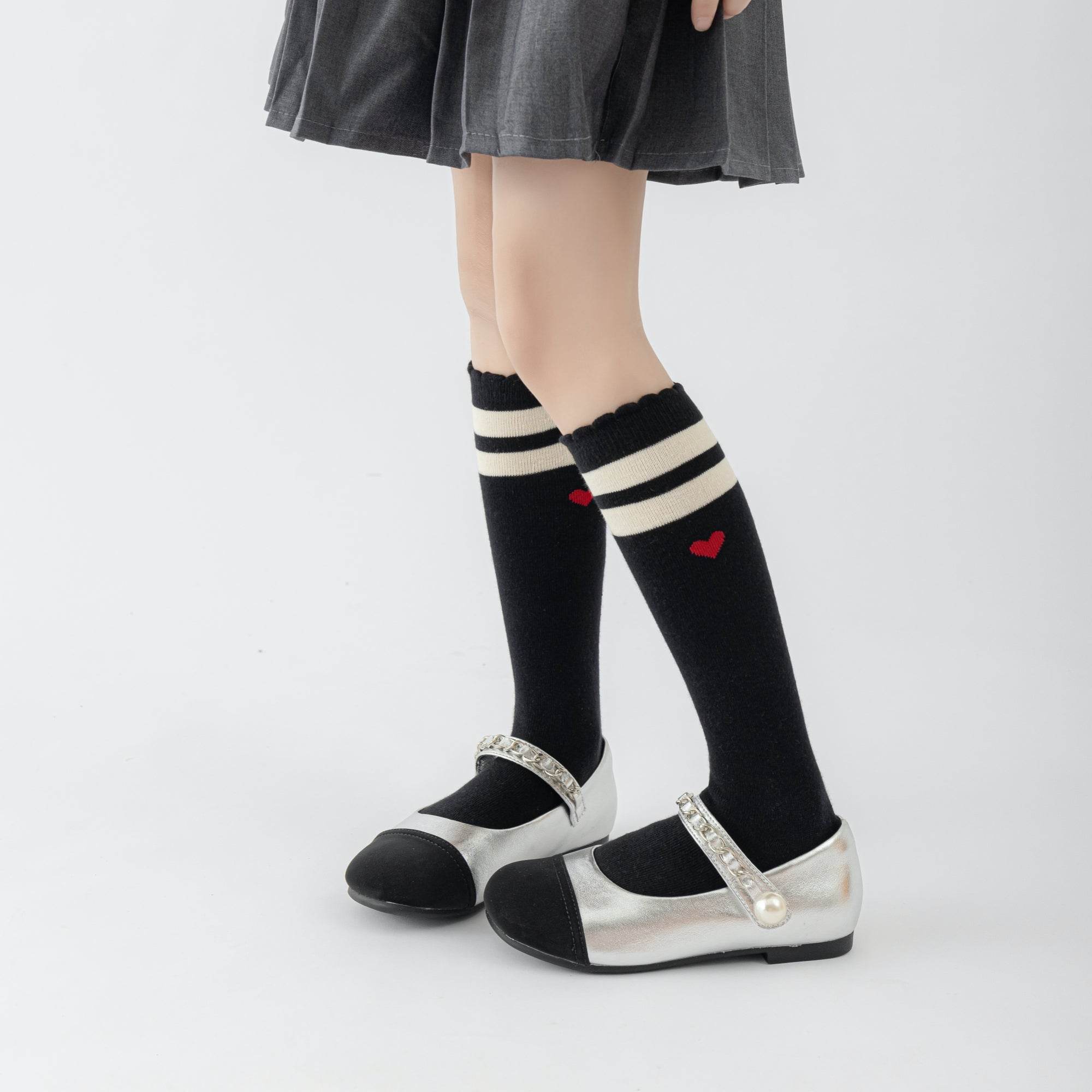 Kid's Preppy Embroidered Knee Socks - 3 Pairs - Weavasocks
