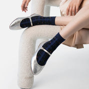 Women's Designer Retro Floral & Shimmer Plaid Crew Socks (3-Pack)