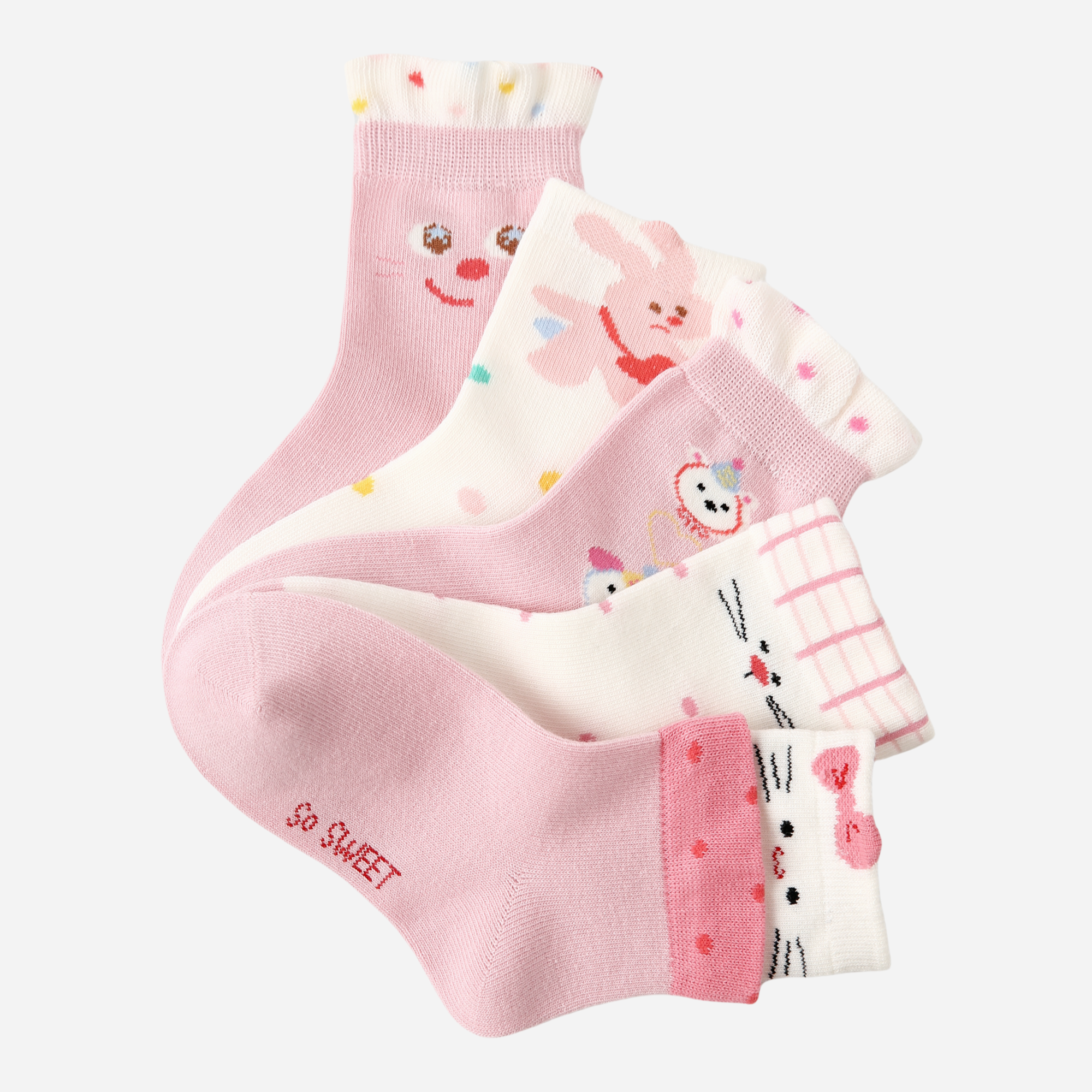 Kids' Pink Bunny Love-5 Pack