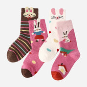 Kid's Cozy Bunny Fuzzy Socks - 4 Pairs