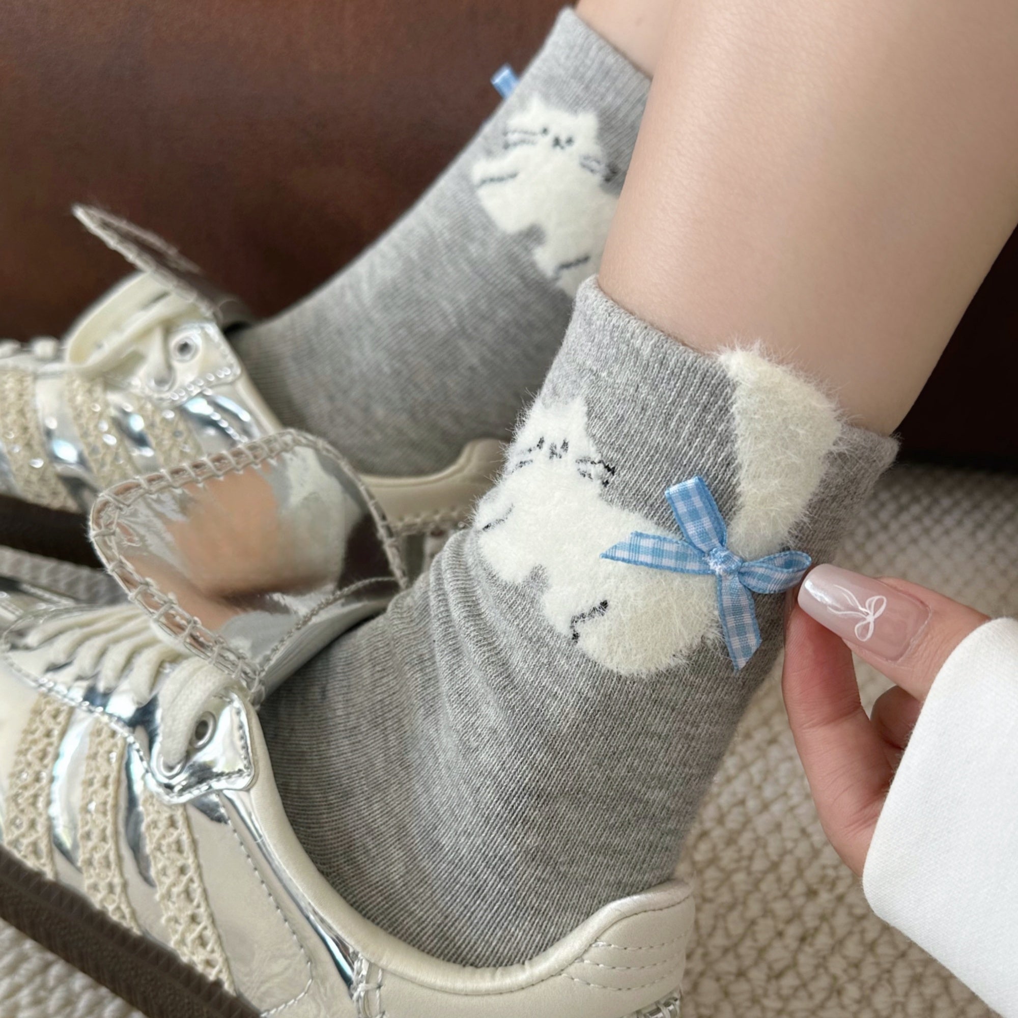 Women's Dainty Pet & Bow Crew Socks - Single Pair