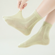 Kids' Organic Cotton Mesh Quarter Socks 4-Pack - sock set showing breathable mesh comfort