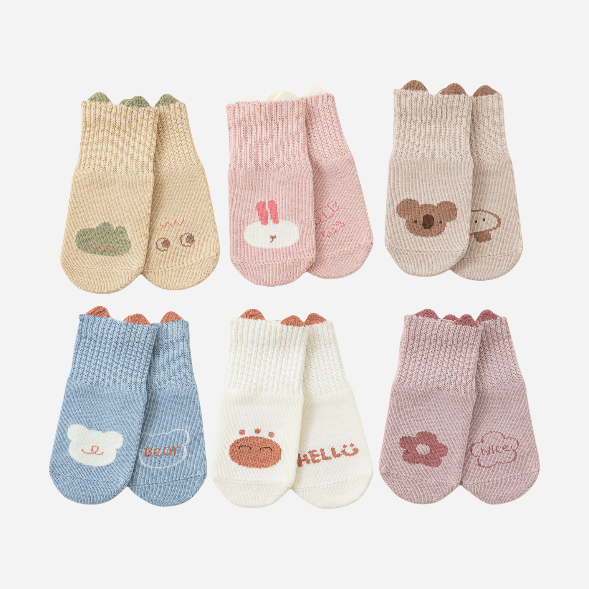 Babies' Cartoon Grip Socks-3 Pack