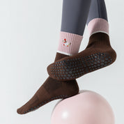 Women's 92% Cotton Yoga Mesh Crew Socks - product photo showing secure grip comfort
