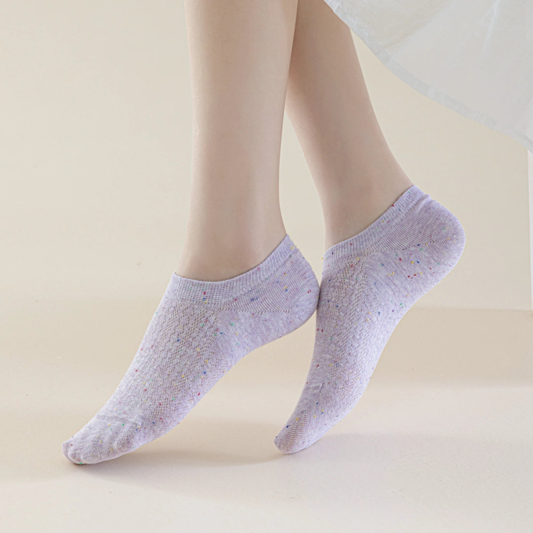 Women's Mesh Breathable Cotton Blend No-Show Socks - product photo showing breathable mesh comfort