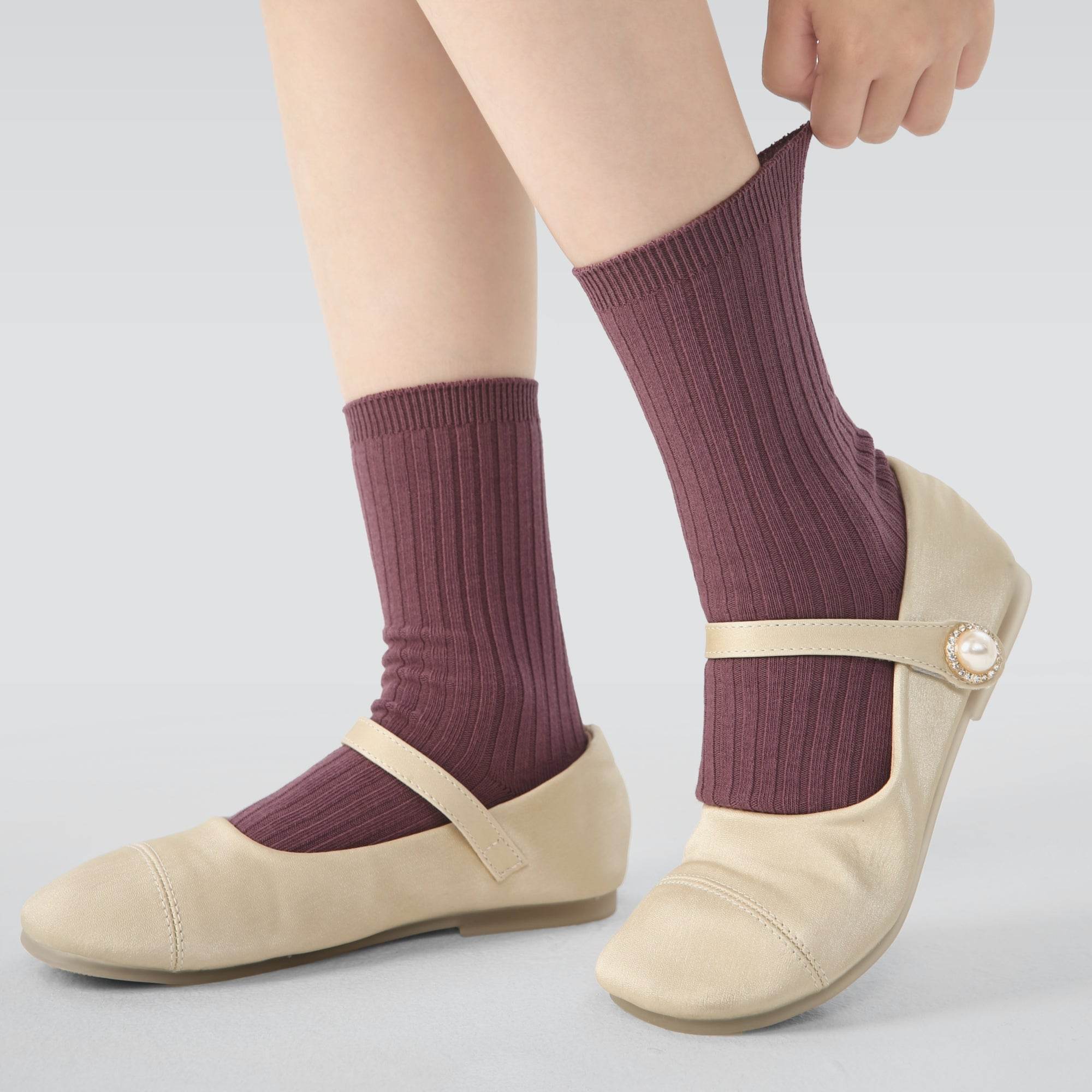 Kid's Classic Solid Color Ribbed Socks D - 5 Pairs - Weavasocks