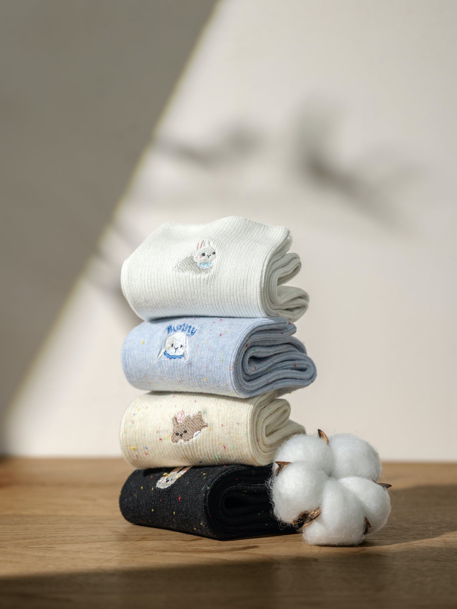 Women's Cotton Crew Socks Embroidery-5 Pack