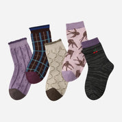 Kid's Girls' Preppy Charm Crew Socks - 5 Pairs