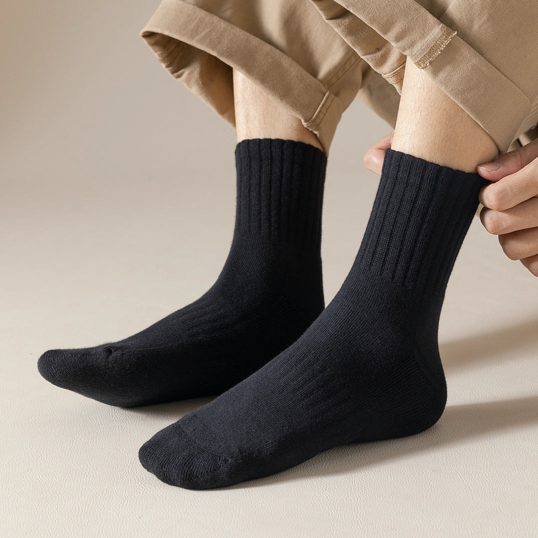 Men's Heather Terry Cushion 92% Cotton Quarter Socks - product photo showing cushioned comfort