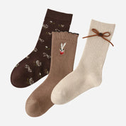 Kid's Sweet Earthy Ribbed Socks - 3 Pairs