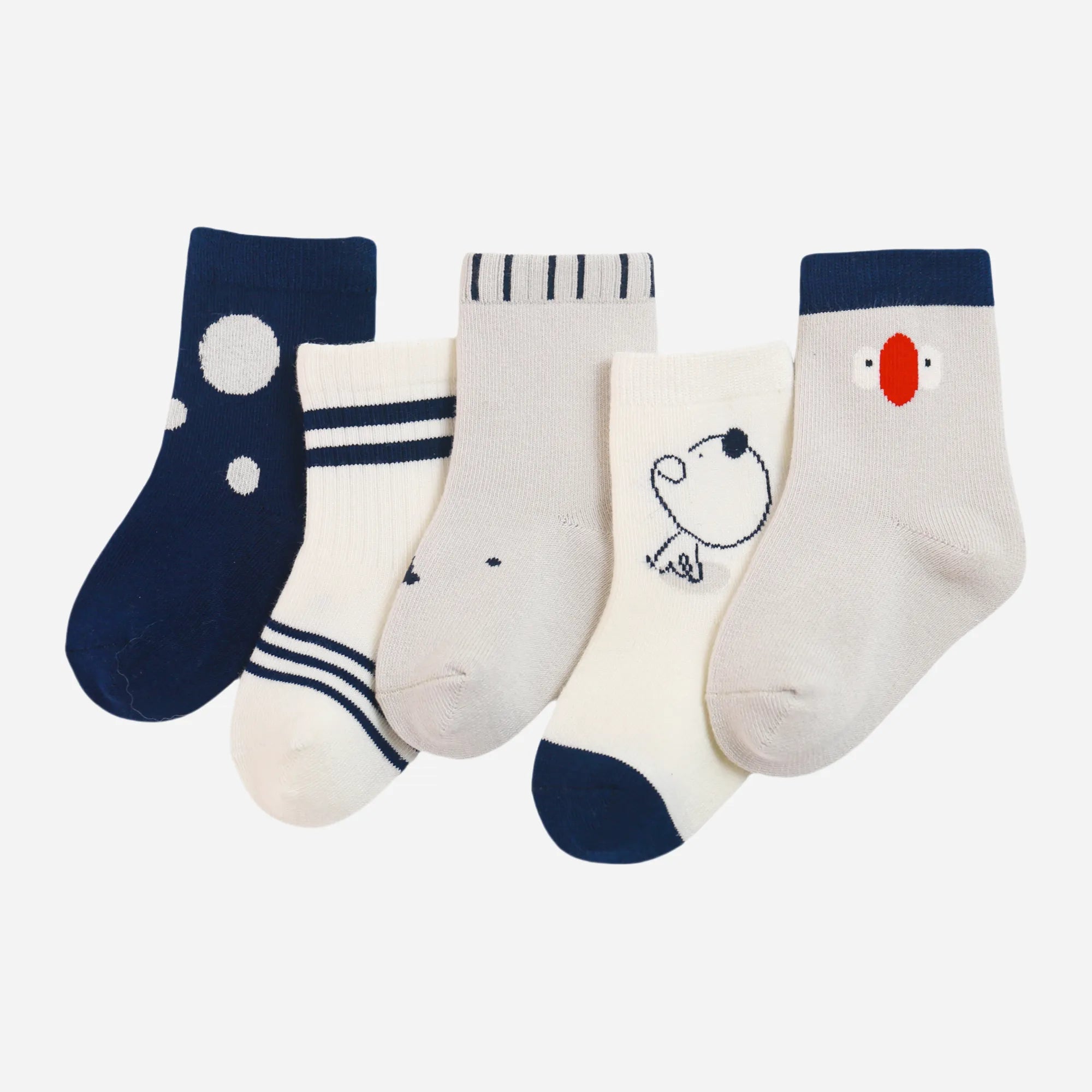 Babies' Combed Cotton Socks -5 Pairs