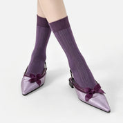 Women's Designer Shimmer Plaid & 3D Tufted Floral Crew Socks (3-Pack)