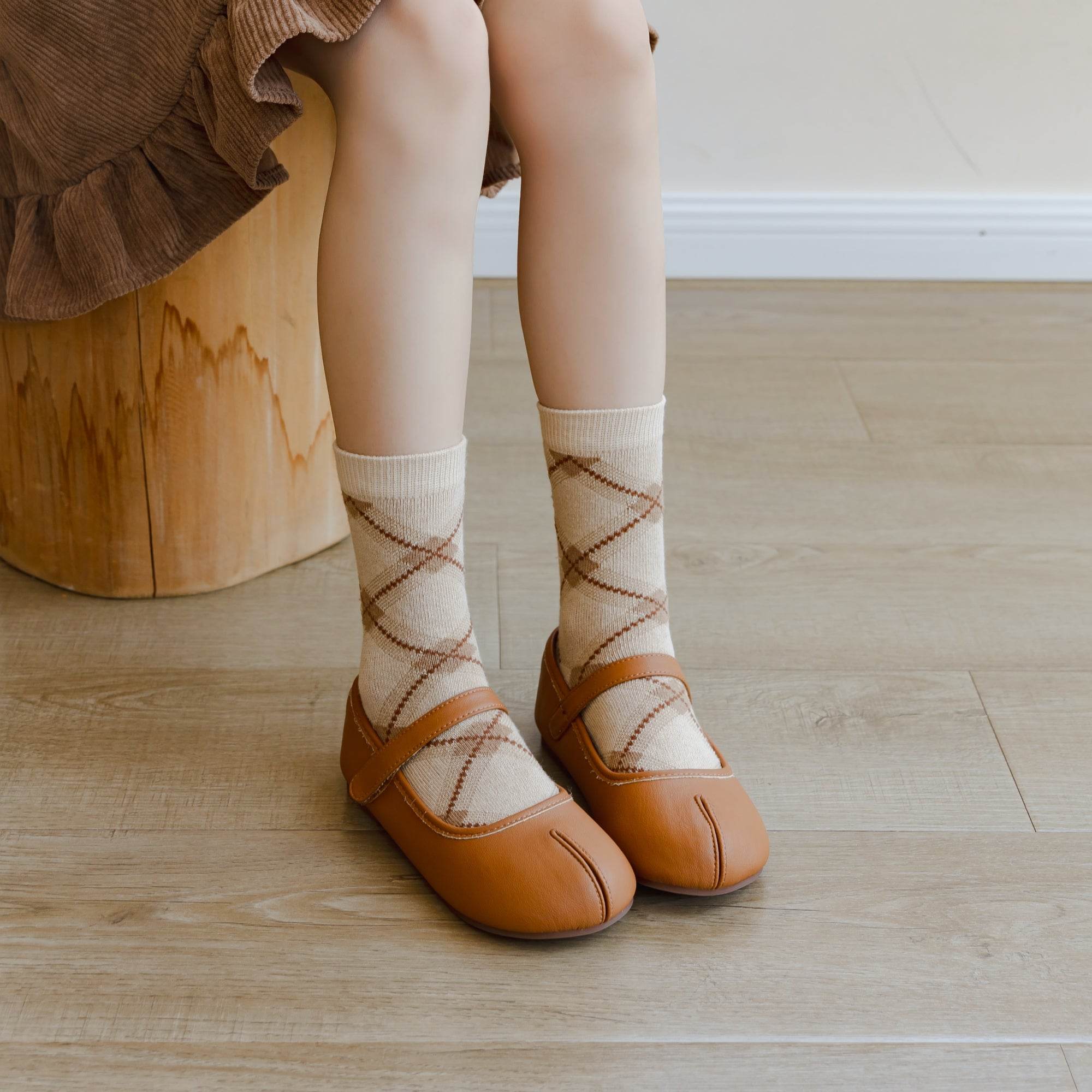 Kid's Girls' Vintage Argyle & Floral Crew Socks - 5 Pairs - Weavasocks