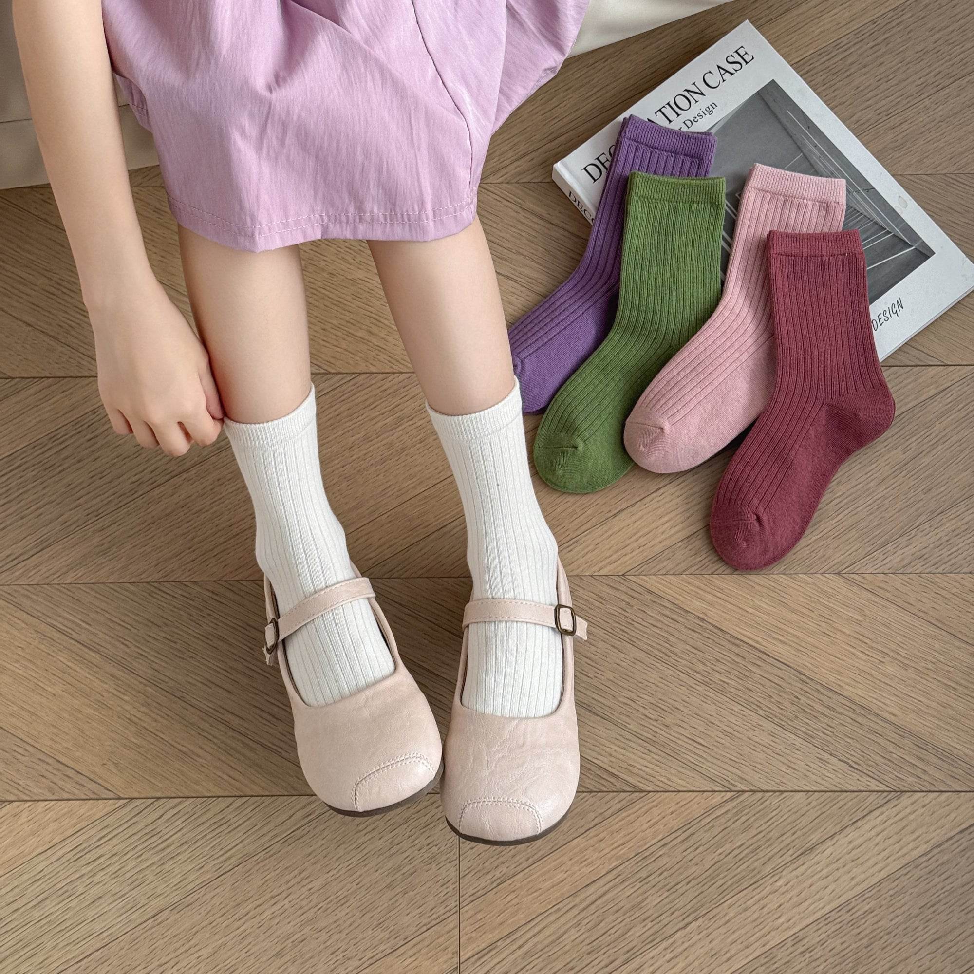 Kid's Classic Ribbed Crew Socks - 5 Pairs - Weavasocks