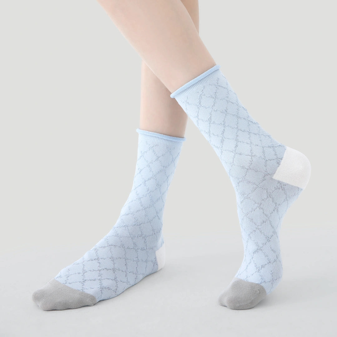 Women's Lurex Shimmer Mesh Crew Socks (3-Pack) - sock set showing breathable mesh comfort