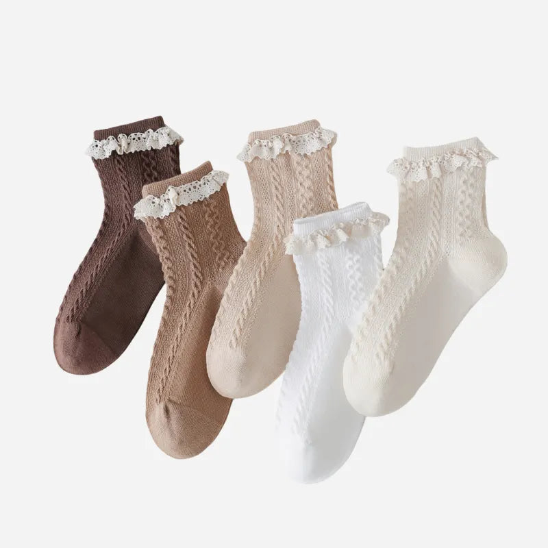 Babies The Cable-Knit Lace Socks-4 Pairs
