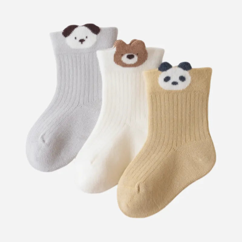 Babies Animal Cuffed Socks-3 Pairs