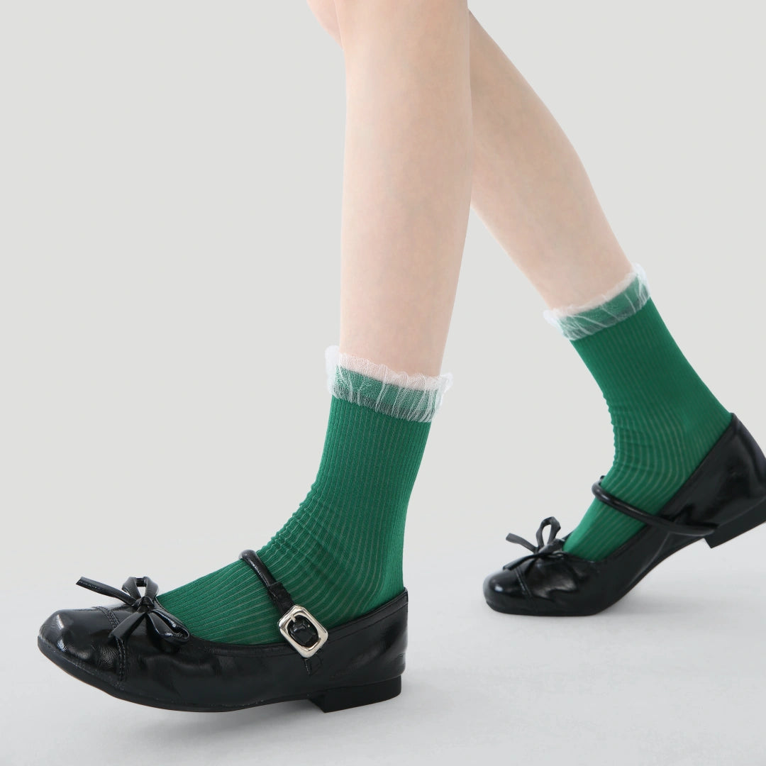 Women's Geometric Mesh Crew Socks (3-Pack) - sock set showing breathable mesh comfort