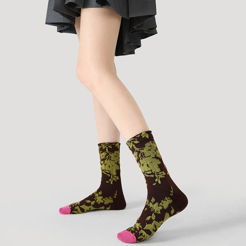 Women's Modern Floral Texture Socks - 3 pairs