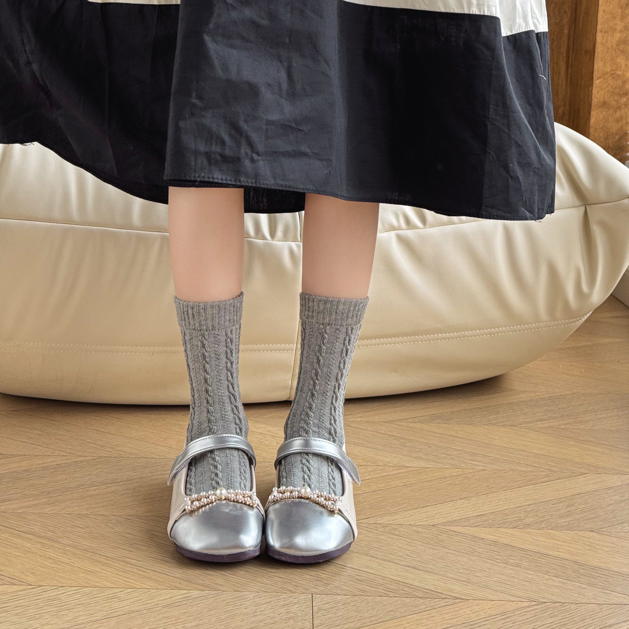 Kid's Classic Cable-Knit Crew Socks - 5 Pairs