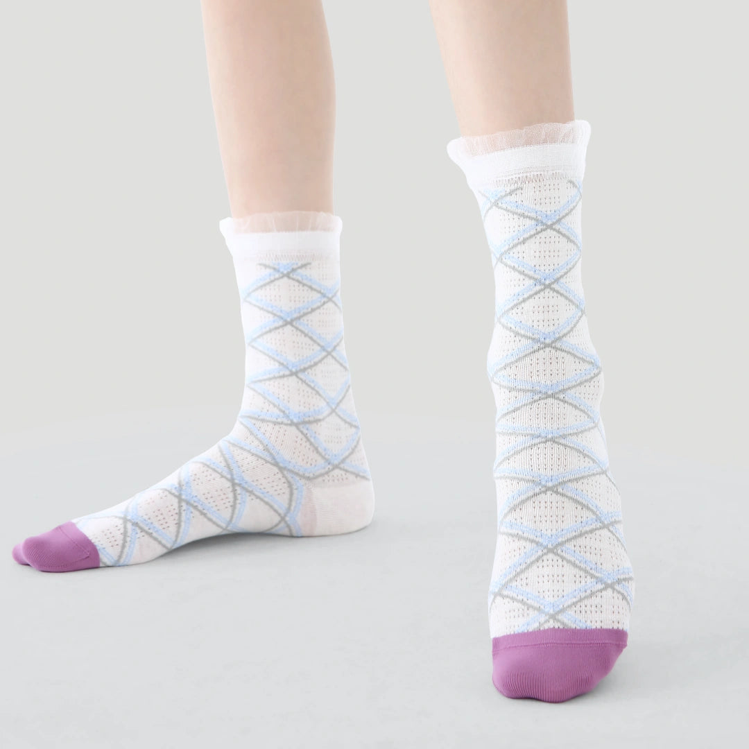 Women's Metallic Shimmer Mesh Crew Socks (3-Pack) - sock set showing breathable mesh comfort