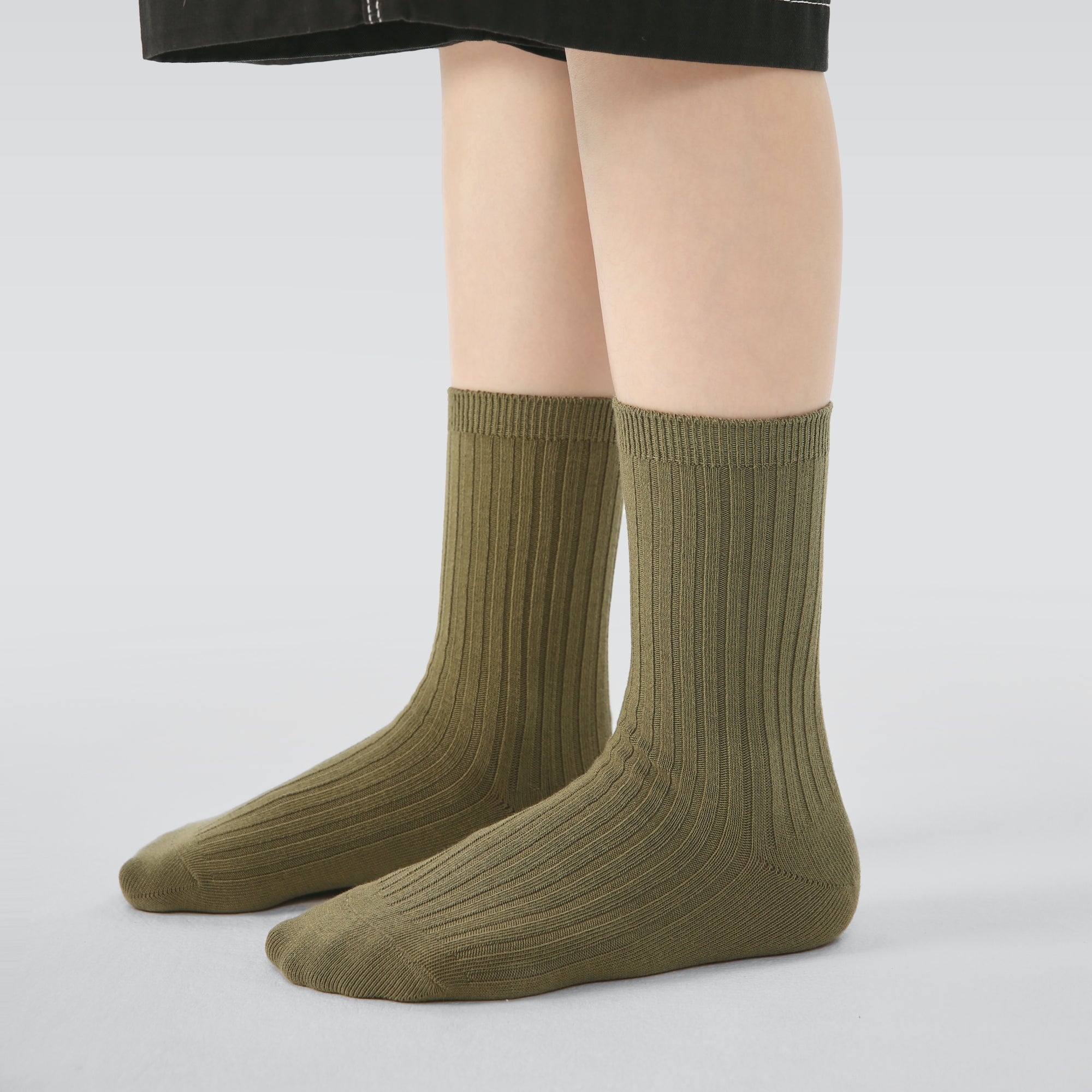 Kid's Classic Solid Color Ribbed Socks  B - 5 Pairs