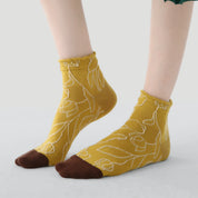 Premium Jacquard Cotton Socks in Sage & Earth Tones 3-Pack