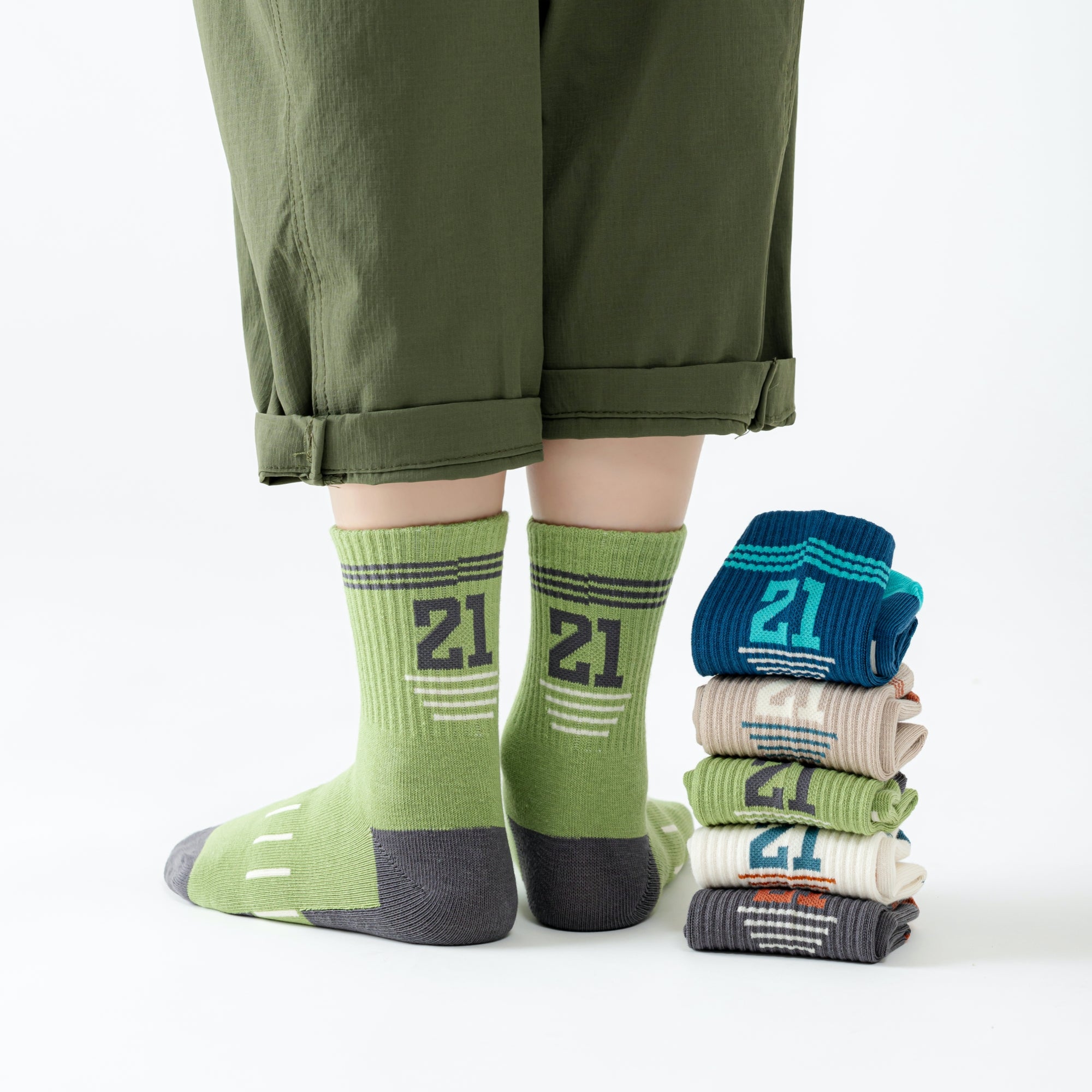 Kid's Graphic Sport Crew Socks - 5 Pairs