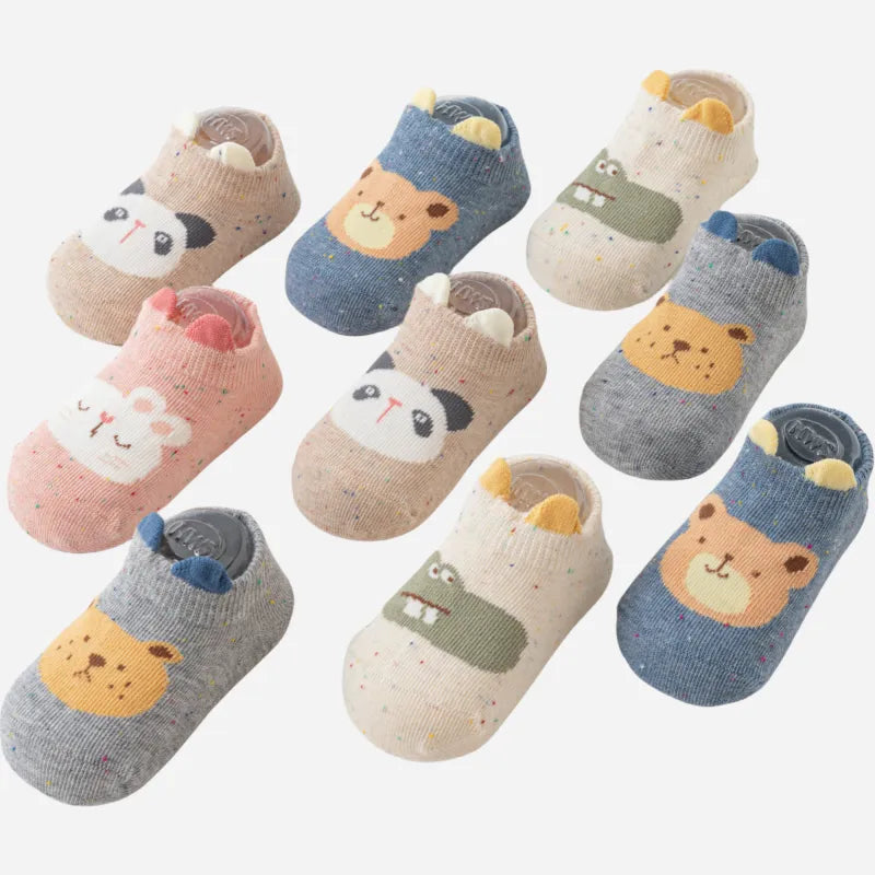 Babies' No-Show Grip Socks-5 Pairs