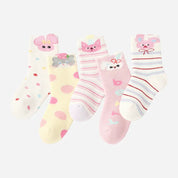 Kid's Kawaii Animals Crew Socks - 5 Pairs