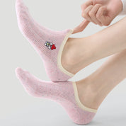 Women's Space-Dye Color-Block No-Show Socks (5-Pack) - sock set showing secure grip comfort