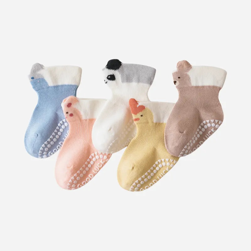 Babies' Pop-Out Pattern Grip Socks-4 Pairs