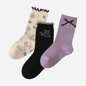 Kid's Girls' Sweet Bunny Ruffle Socks - 3 Pairs