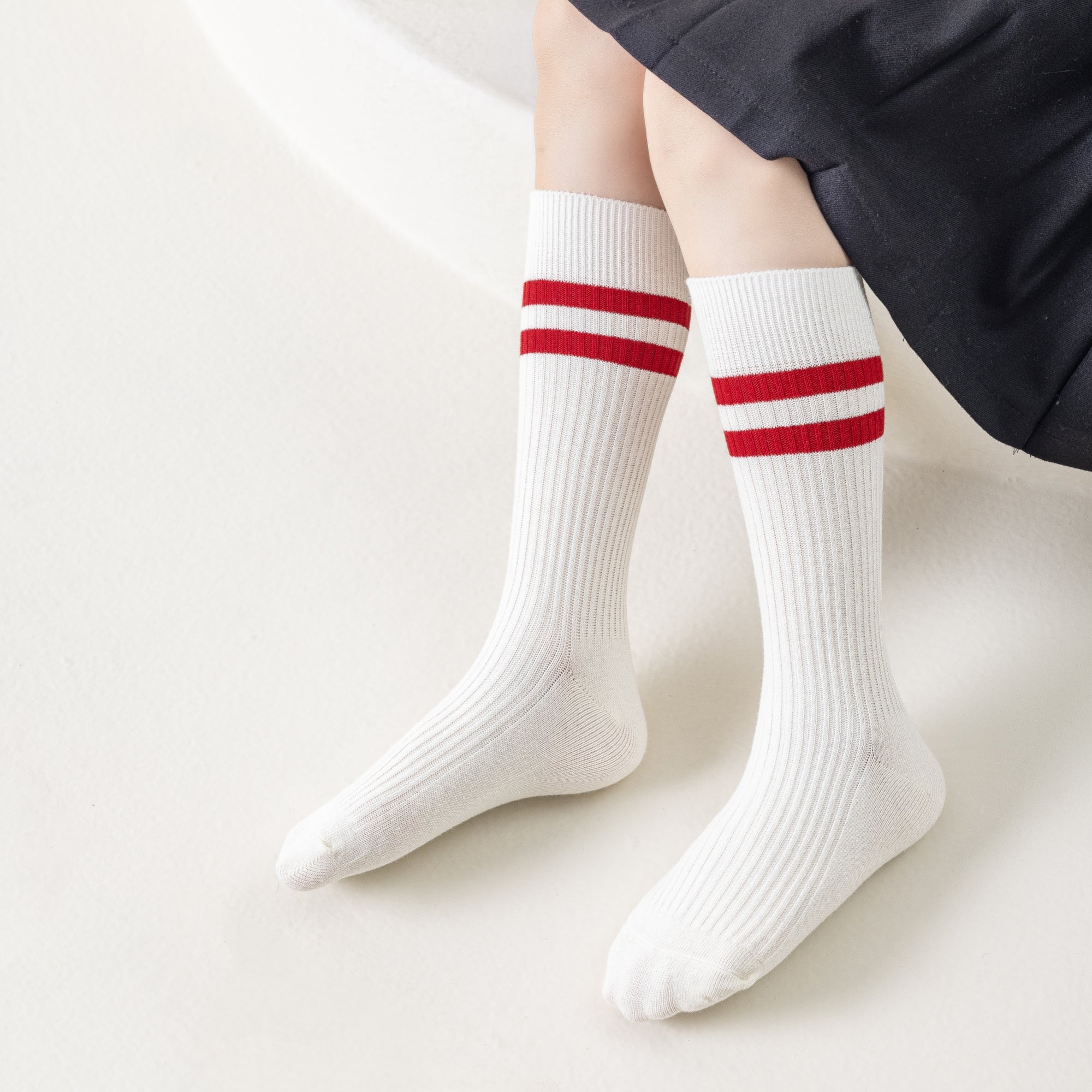 Kid's Retro Stripe Ribbed Socks - 3 Pairs