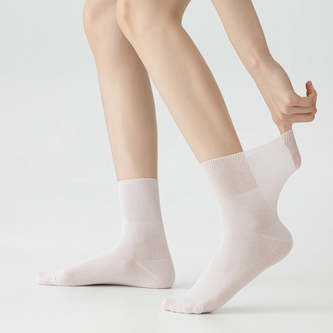 Women's 99% Cotton Ultra-Thin Non-Binding Summer Socks - product photo showing soft cotton comfort