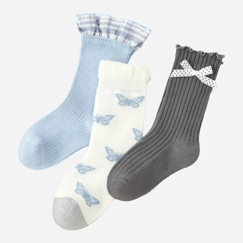 Kid's Girls' Sweet Preppy Ruffle Socks - 3 Pairs