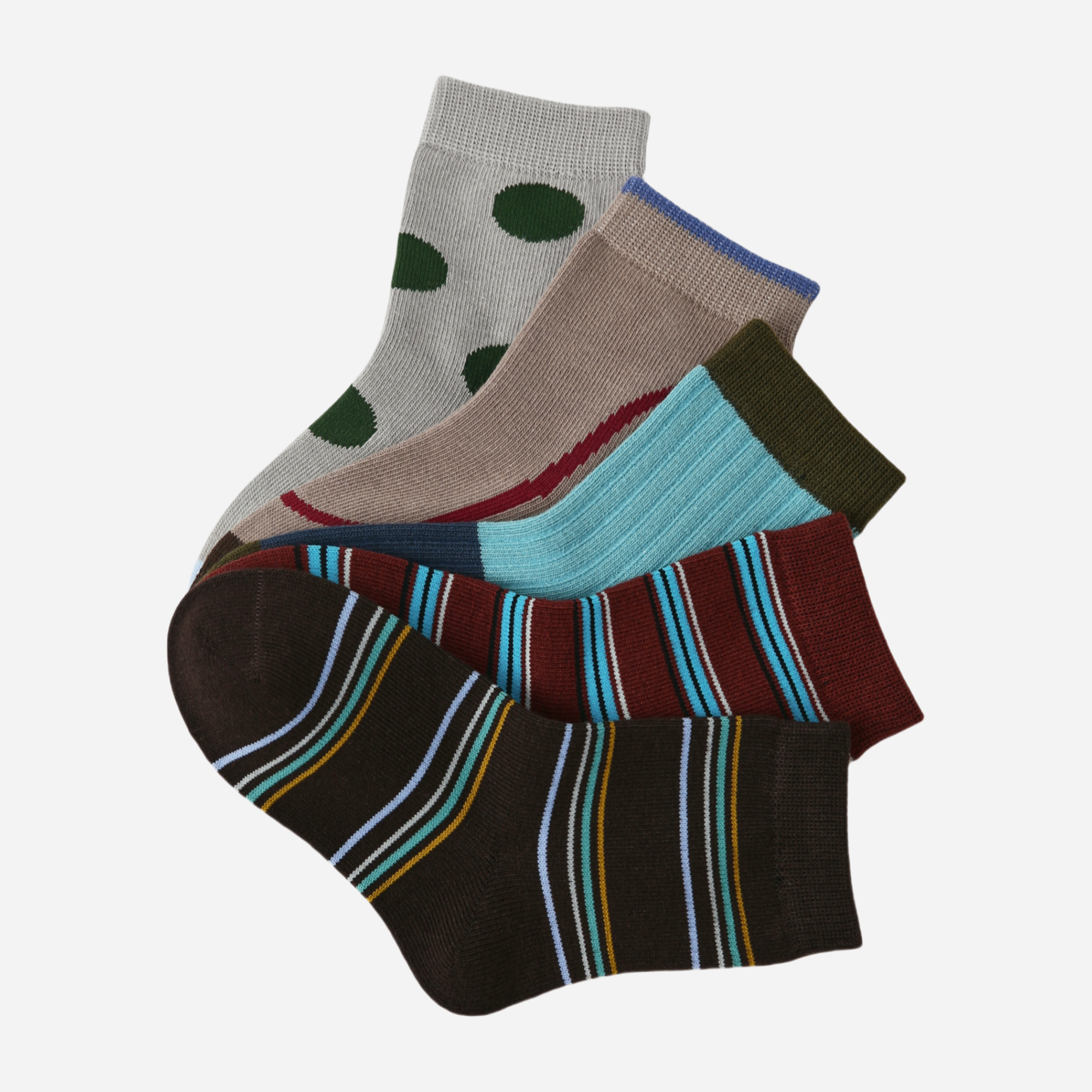 Kids' Mocha Speckle & Stripe-5 Pack