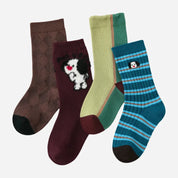 Kid's Earthy Tones Patterned Socks - 4 Pairs
