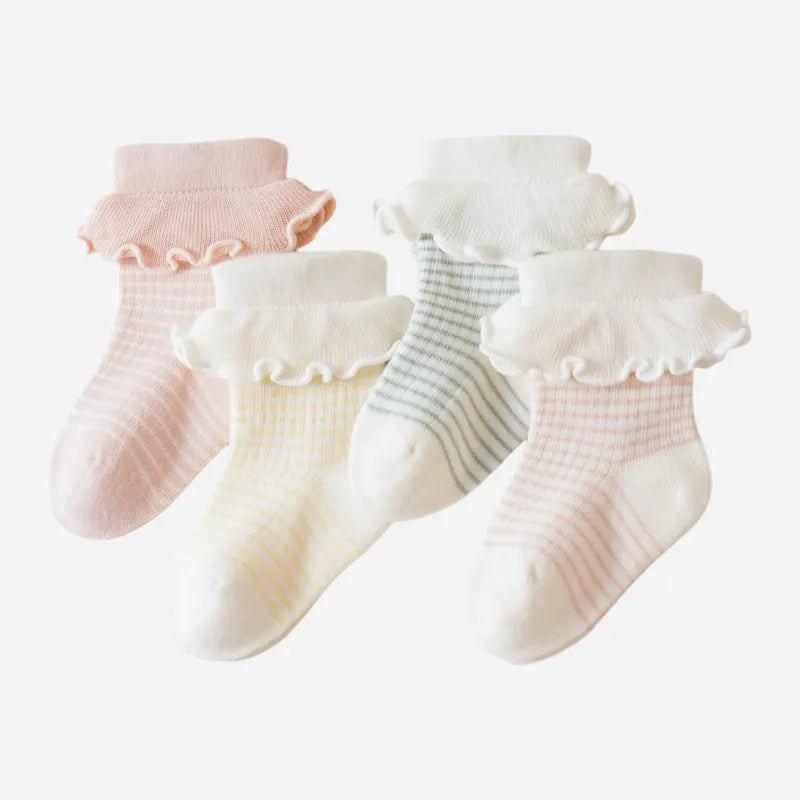 Babies' Ruffled Crew Socks-4 Pairs