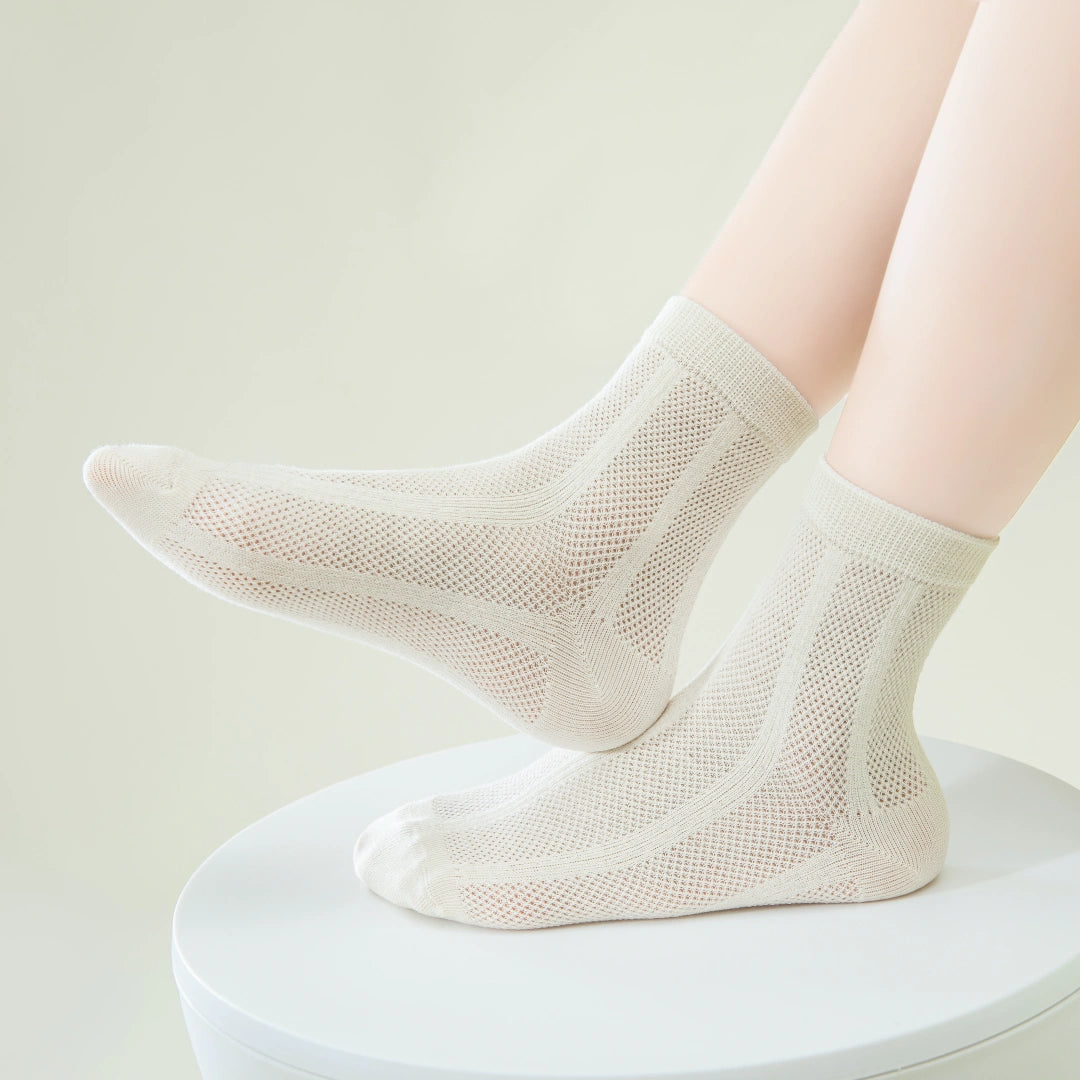 Kids' Organic Cotton Mesh Quarter Socks (4-Pack) - sock set showing breathable mesh comfort