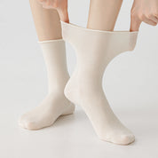 Women's 98% Cotton Ultra-Soft Roll-Top Crew Socks - product photo showing soft cotton-rich comfort