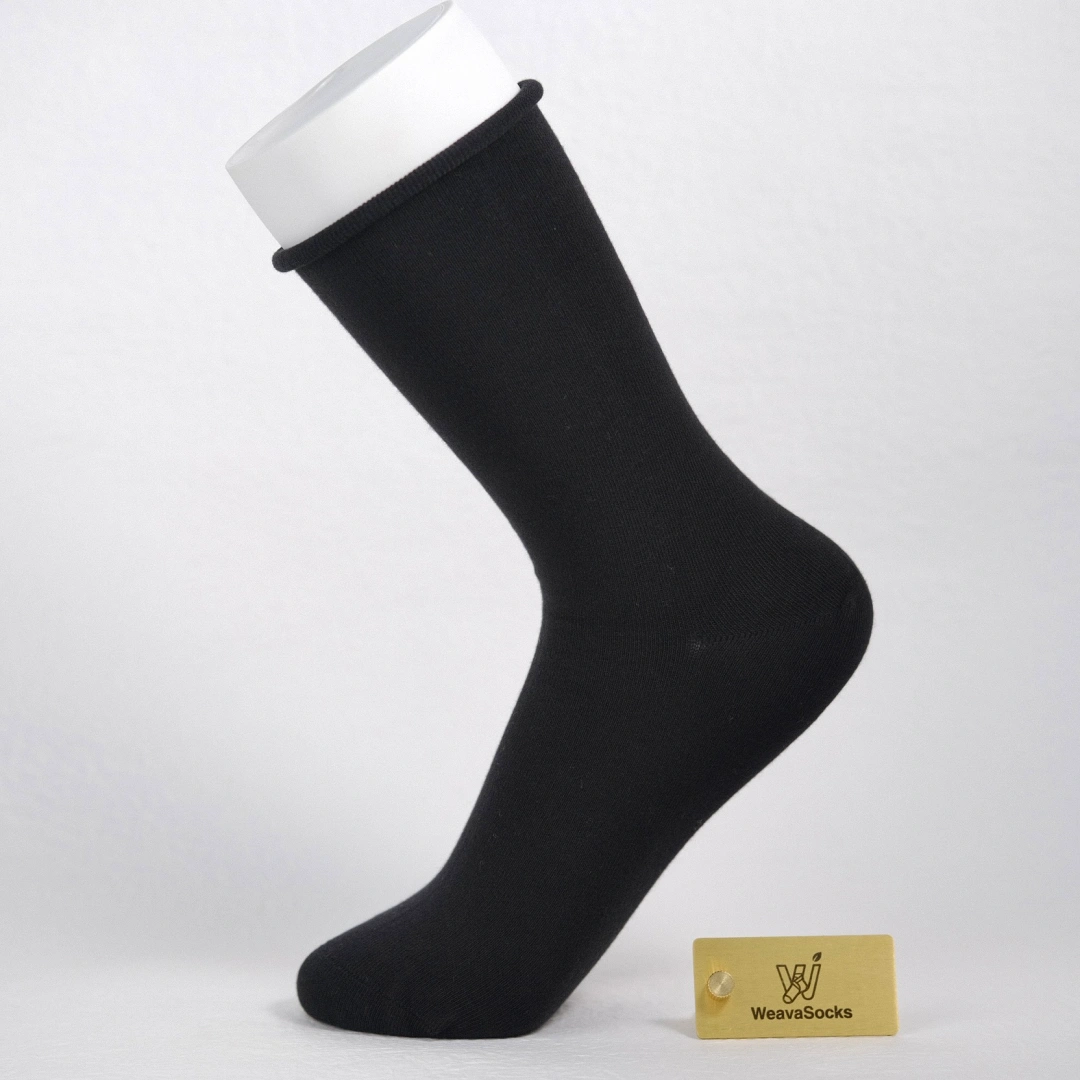 Women's 98% Cotton Classic Roll Top Slouch Crew Socks - product photo showing soft cotton-rich comfort